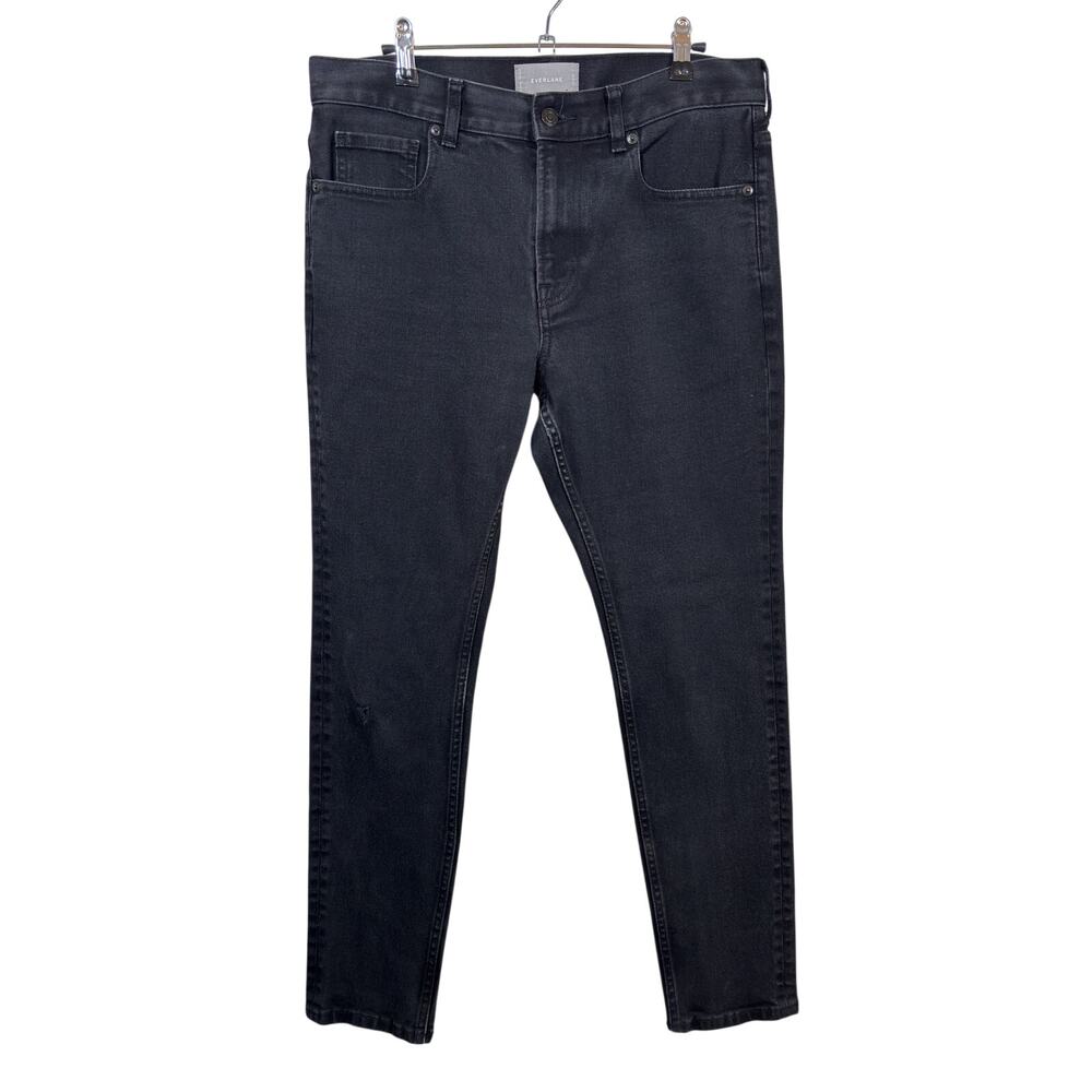 Everlane The Skinny Fit Jeans Mens Size 33 Black Stretch Cotton Tapered Leg